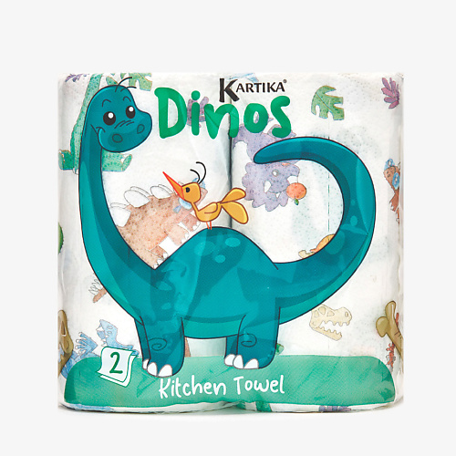 KARTIKA Полотенца бумажные кухонные Динозавры 2 слоя