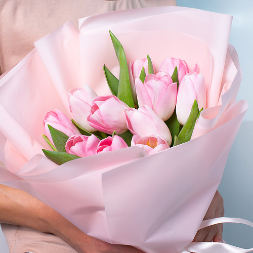 Букет живых цветов ЛЭТУАЛЬ FLOWERS Букет из розовых тюльпанов 11 шт. цена и фото