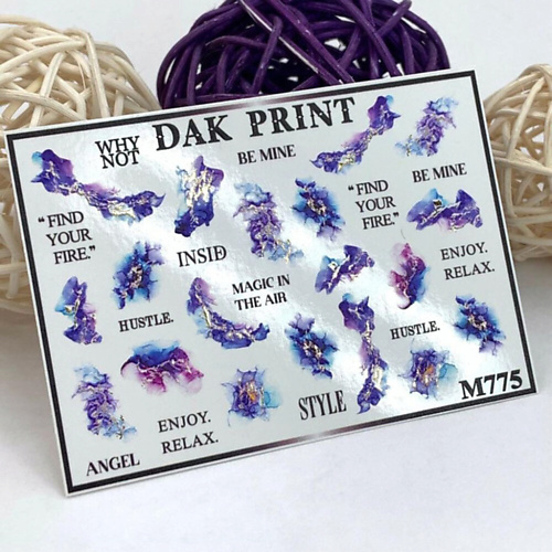 Слайдеры DAK PRINT Слайдер-дизайн для ногтей M775 набор слайдеров dak print котики и сны 3шт