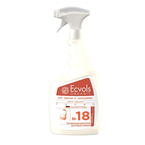 Спрей для уборки ECVOLS Средство для чистки сантехники и плитки  с эфирными маслами Груша, №18 средство для чистки сантехники wс gel 750 мл