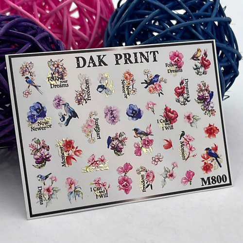 Слайдеры DAK PRINT Слайдер-дизайн для ногтей M800 набор слайдеров dak print котики и сны 3шт