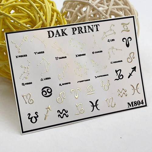 Слайдеры DAK PRINT Слайдер-дизайн для ногтей M804 набор слайдеров dak print котики и сны 3шт