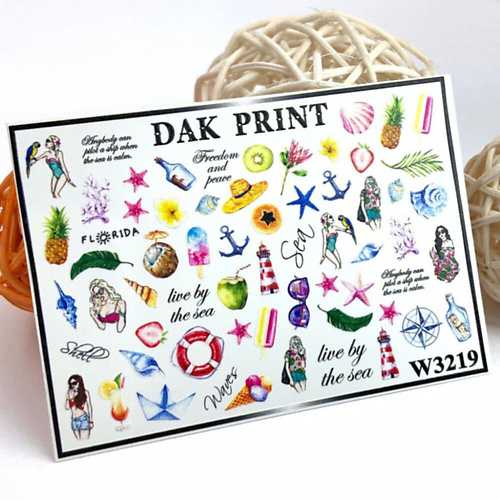 DAK PRINT Слайдер-дизайн для ногтей W3219 kashmir print