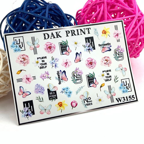Слайдеры DAK PRINT Слайдер-дизайн для ногтей W3155 набор слайдеров для ногтей dak print цветы 3 штуки