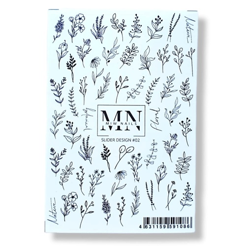 MIW NAILS Слайдер дизайн для маникюра ногтей цветы ветки