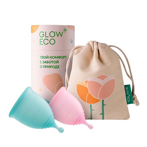 Средства для гигиены GLOW 24K GOLD CARE Комплект менструальных чаш СLASSIC S и М с мешочком
