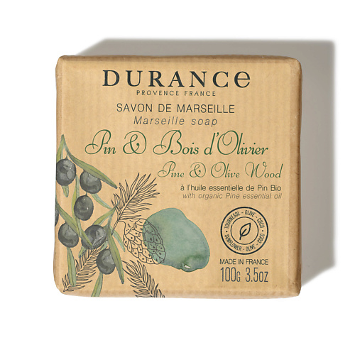 DURANCE Марсельское мыло кусковое Сосна и дерево оливы Pine & Olive wood 100