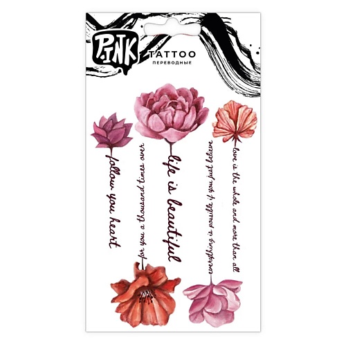 Тату P.INK Наклейки-тату переводные Цветы с надписями тату наклейки ins с радужным выражением водостойкие временные наклейки для боди арта