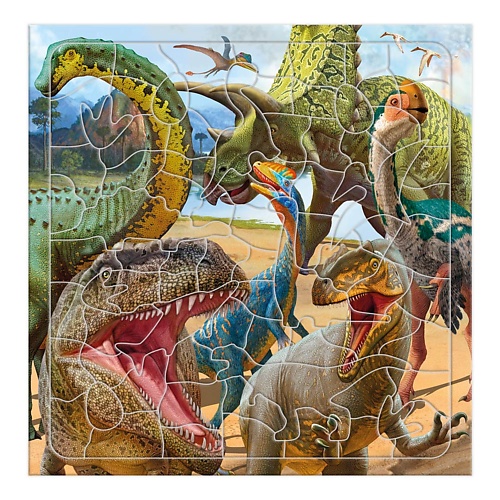 Настольная игра ГЕОДОМ Пазл фигурный на подложке Динозавры