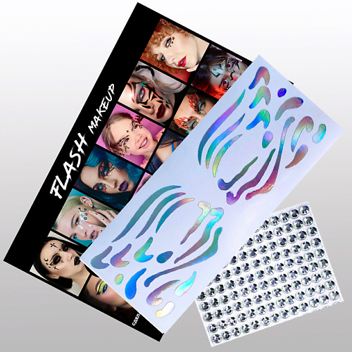 Наклейки для лица VLASOVA JULIA Наклейки для макияжа набор - стразы, формы голографика F2104 цена и фото