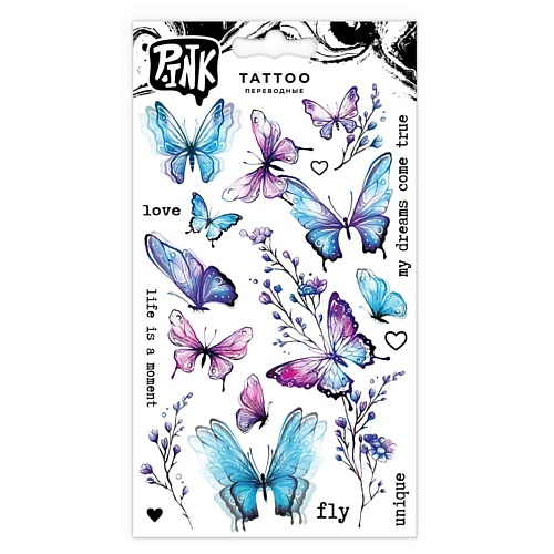 P.INK Наклейки-тату переводные Голубые бабочки 1 лист временные татуировки наклейки водонепроницаемые 3d бабочки ы боди арт