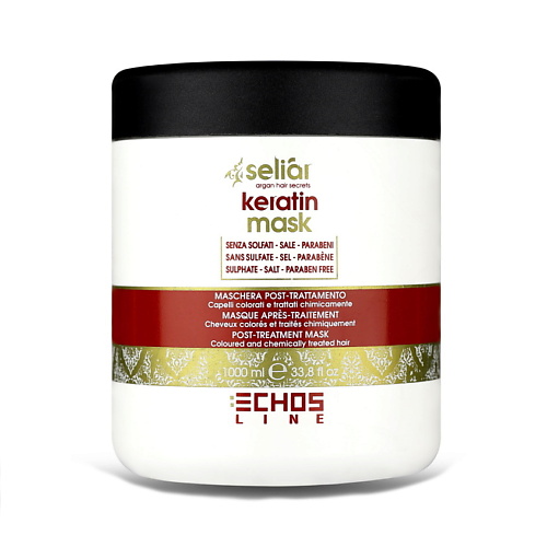 ECHOS LINE Восстанавливающая маска для окрашенных и поврежденных волос SELIAR KERATIN 1000.0 echos line кондиционер для объема волос seliar volume 300