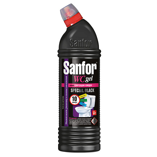 фото Санфор чистящее средство для туалета цветущая сакура wc gel special black