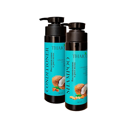 фото Thaicos набор для ухода за волосами : шампунь и кондиционер "coconut" восстановление и рост