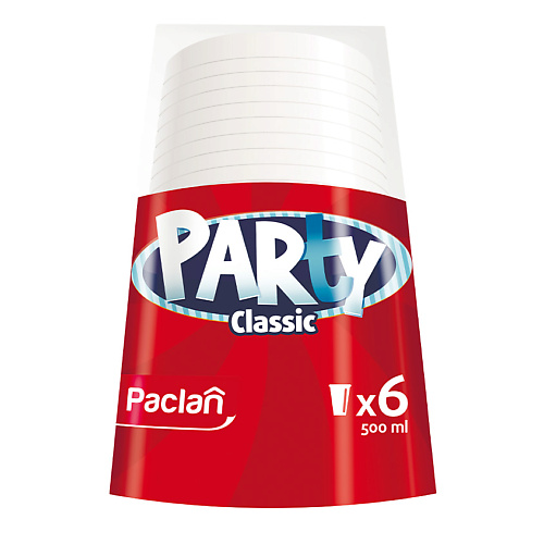 PACLAN Стакан пластиковый Party Classic стакан одноразовый пластиковый белый 200 мл