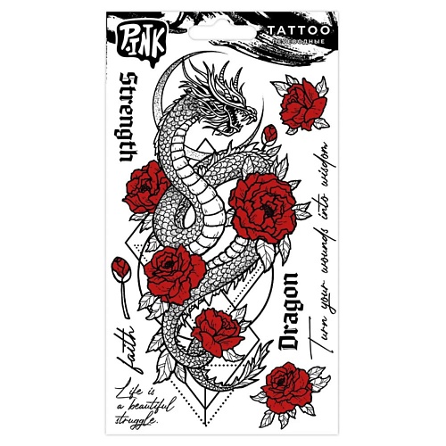 P.INK Наклейки-тату переводные Дракон и цветы voicebook переводные тату red dragon красный дракон