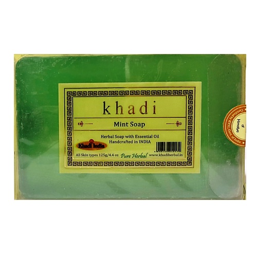 KHADI Натуральное очищающее мыло Мята 125 khadi натуральное очищающее мыло мёд 125