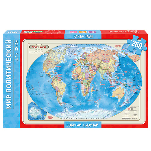 Настольная игра ГЕОДОМ Карта-пазл Мир политический настольная игра геодом карта пазл динозавры