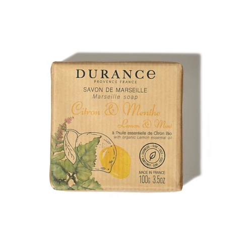 DURANCE Марсельское мыло кусковое Лимон и мята Lemon & Mint 100 durance марсельское мыло кусковое лаванда и травы прованса lavender