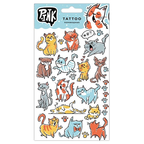 P.INK Наклейки-тату переводные Смешные коты садовая фигура коты на лавке 18х42х40см