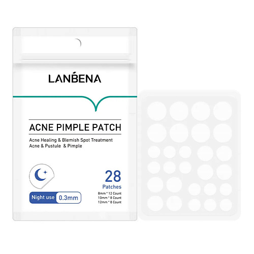 Патчи для лица LANBENA Патчи от прыщей и акне точечные, антибактериальный пластырь от воспалений (ночные)