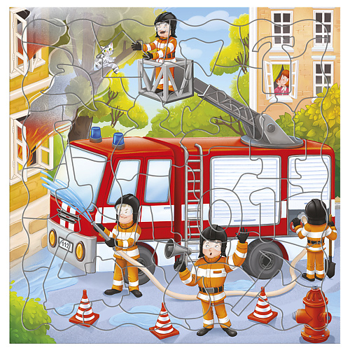 Настольная игра ГЕОДОМ Пазл фигурный на подложке Пожарная машина пазл вкладыш пожарная машина объемная