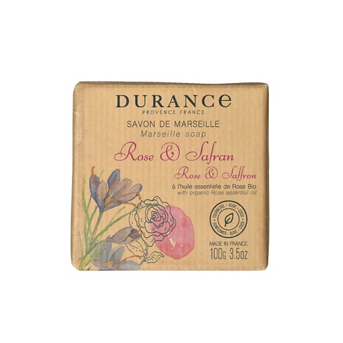 Мыло твердое DURANCE Марсельское мыло кусковое Роза и шафран Rose & Saffron