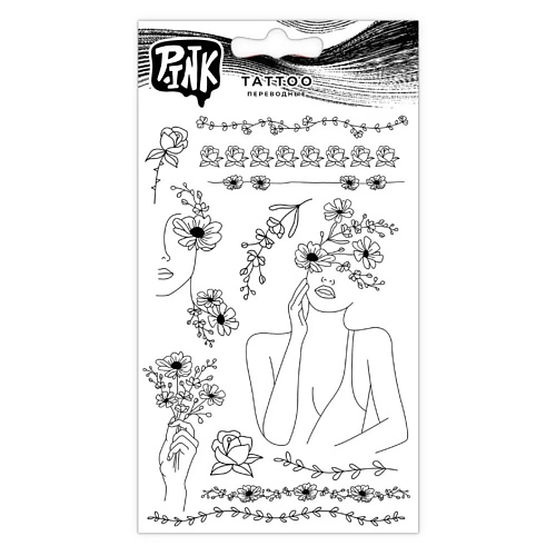 P.INK Наклейки-тату переводные Девушка с цветами p ink наклейки тату переводные аниме розовые