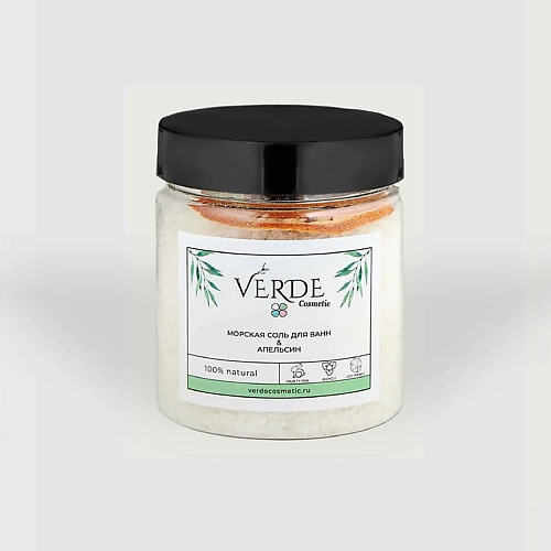 фото Verdecosmetic морская натуральная соль для ванны с апельсином, против целлюлита и дряблости кожи