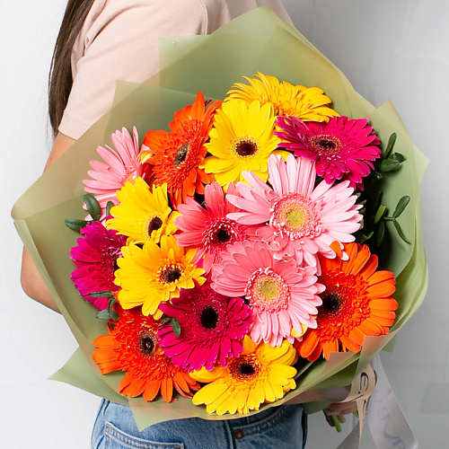 цветы лэтуаль flowers букет из разноцветных тюльпанов 51 шт Букет живых цветов ЛЭТУАЛЬ FLOWERS Букет из разноцветных Гермини 15 шт.
