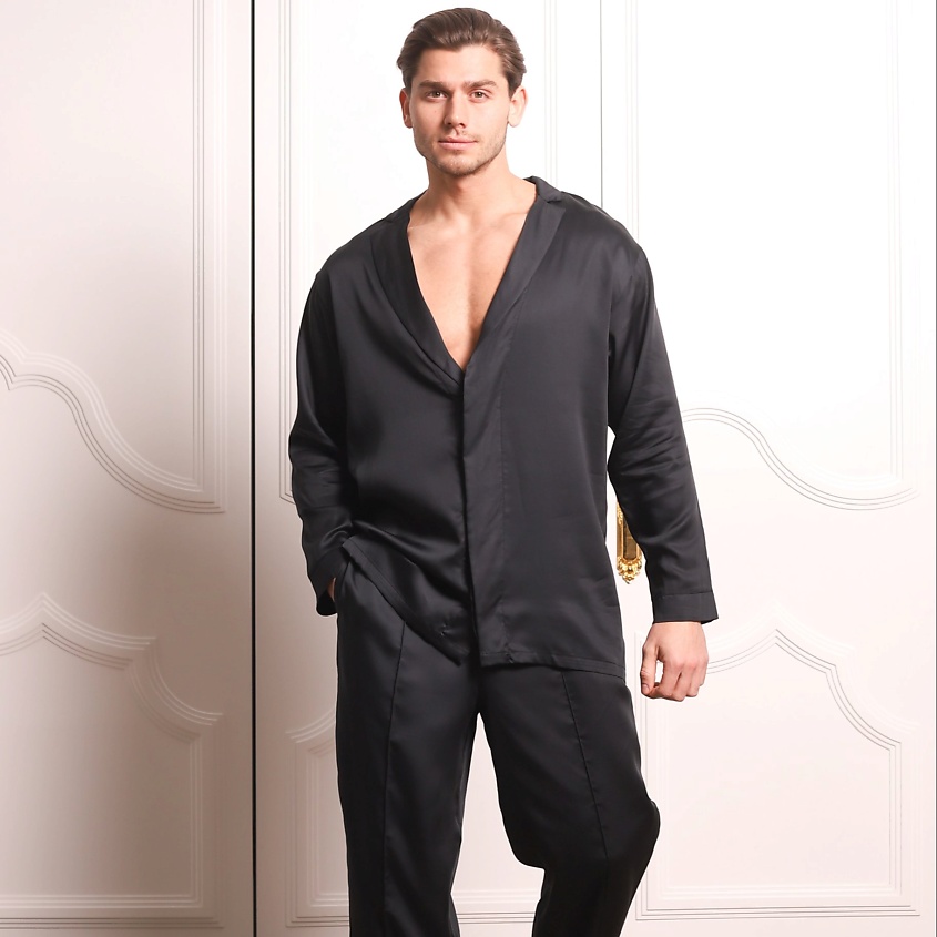 FATLAN | FATLAN Пижама костюмного типа: Рубашка + Брюки "Black" UNISEX. размер: 42-44