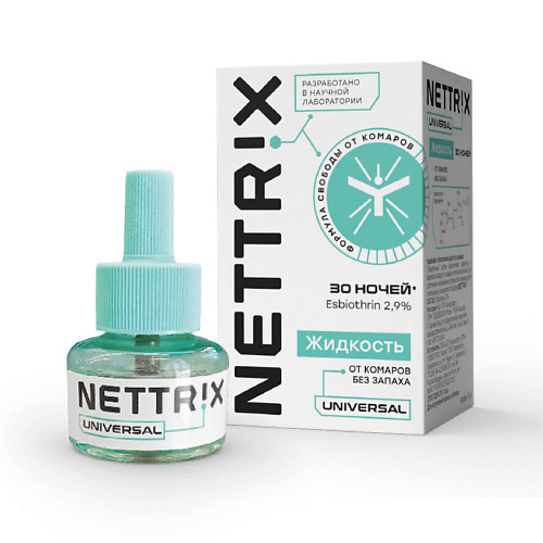 Фумигатор NETTRIX Жидкость от комаров 30 ночей пластины от комаров nettrix universal на 12 часов 10 штук