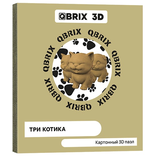 QBRIX Картонный 3D конструктор Три котика