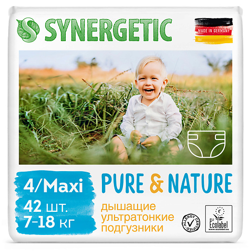 Подгузники SYNERGETIC  дышащие ультратонкие Pure&Nature Maxi 4 42