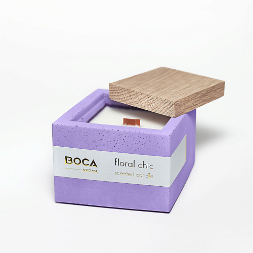 BOCA AROMA Свеча ароматическая FLORAL CHIC в бетоне, жасмин, роза, бергамот 130 boca aroma свеча ароматическая в бетоне аромат love