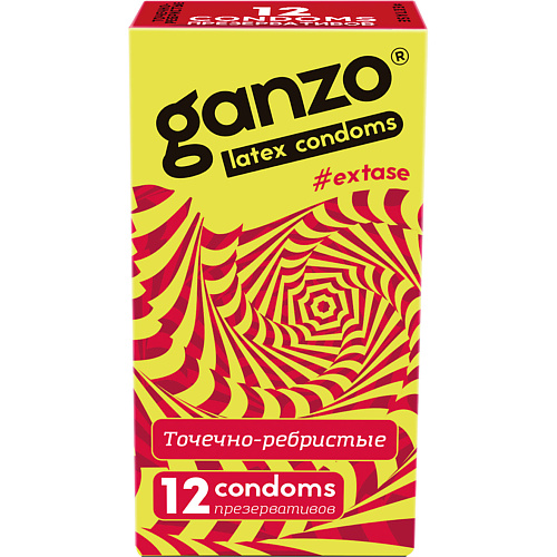 GANZO Презервативы Точечно-ребристые EXTASE 12 r and j презервативы 3 в 1 контурные анатомические ребристые с пупырышками 3