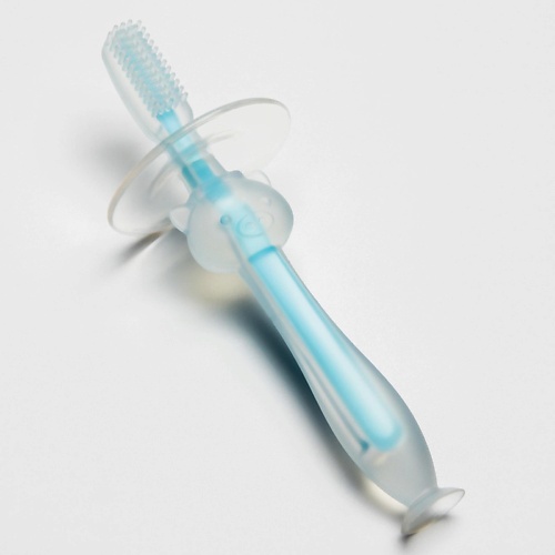 КРОШКА Я Детская зубная щетка-массажер на присоске силиконовая с ограничителем от 3 месяцев