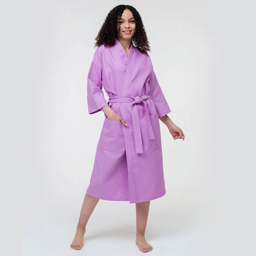 BIO TEXTILES Халат женский Purple жакет с воротником и накладными карманами