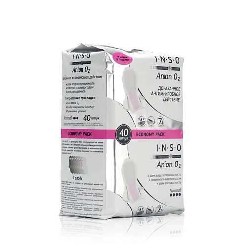 Средства для гигиены INSO Гигиенические прокладки с анионовым слоем Anion O2 Normal 40