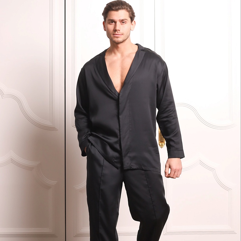 FATLAN | FATLAN Пижама костюмного типа: Рубашка + Брюки "Black" UNISEX. размер: 50-52