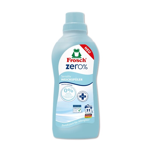 FROSCH ZERO 0% Концентрированный ополаскиватель для белья Сенситив 750 frosch концентрированный ополаскиватель для белья миндальное молочко 1000