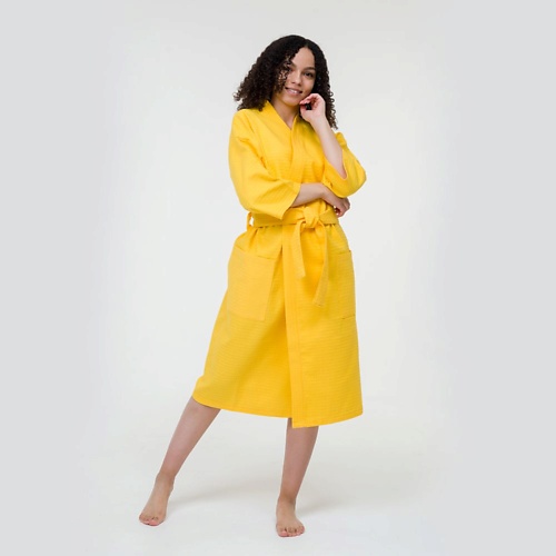 BIO TEXTILES Халат женский Yellow жакет с воротником и накладными карманами