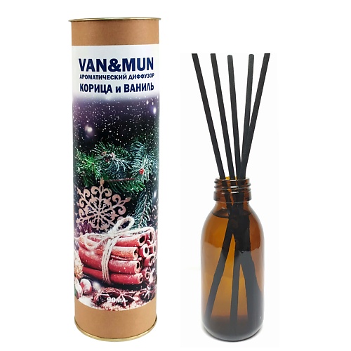 VAN&MUN Ароматический диффузор Корица и ваниль  с палочками 90 