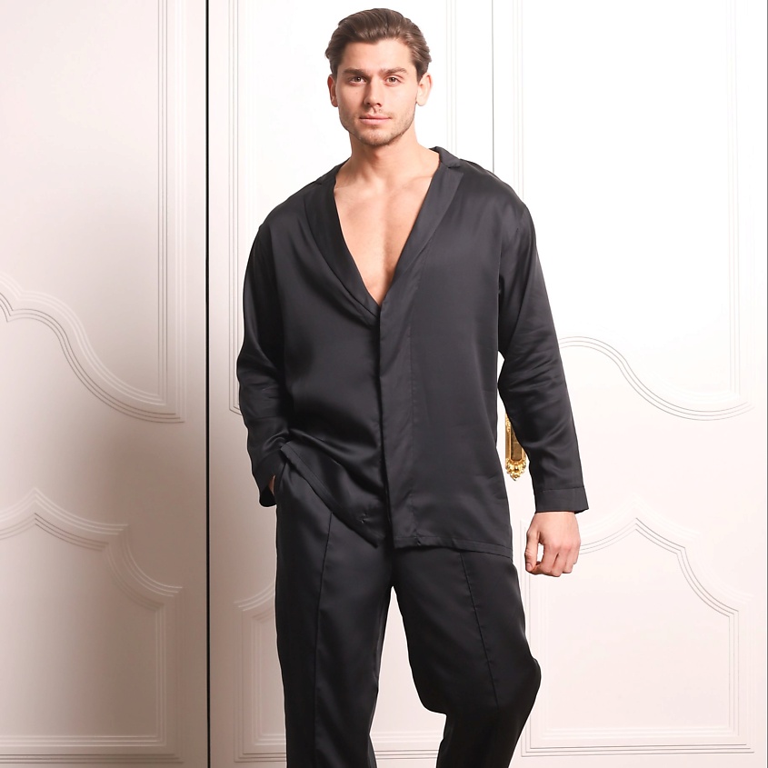 FATLAN | FATLAN Пижама костюмного типа: Рубашка + Брюки "Black" UNISEX. размер: 48-50