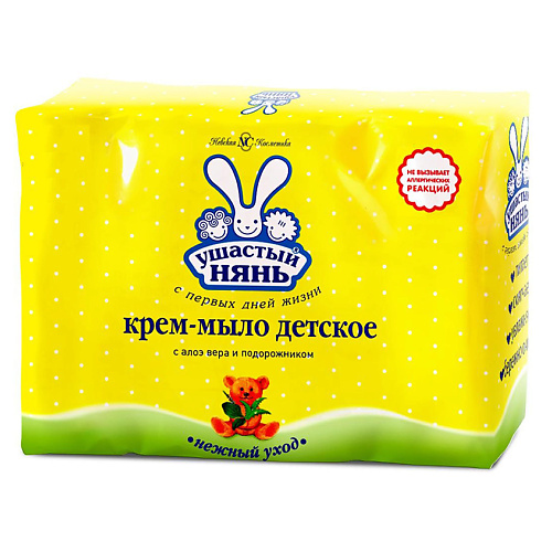 УШАСТЫЙ НЯНЬ Крем-мыло детское 0+ с алоэ вера и подорожником 400 muhle твердое мыло для бритья алоэ вера 65