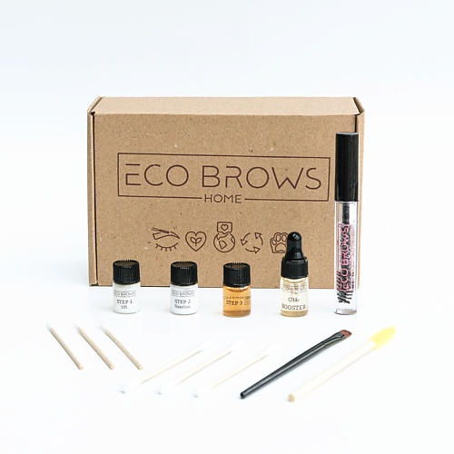 ECO BROWS HOME Набор для ламинирование бровей и ресниц, долговременная укладка бровей bobbi brown набор для макияжа бровей best in brows espresso