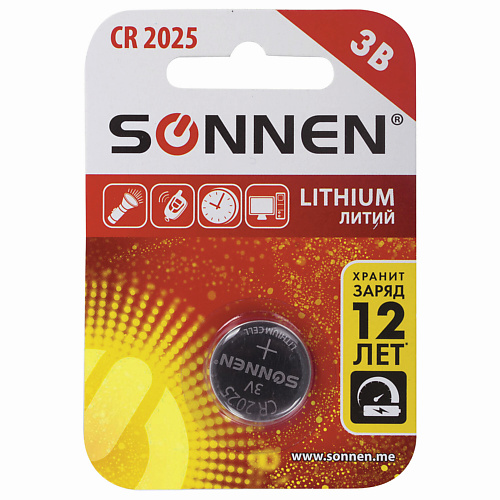 SONNEN Батарейка Lithium, CR2025 1.0 батарейка gp cr2025 lithium литиевая блистер 17037
