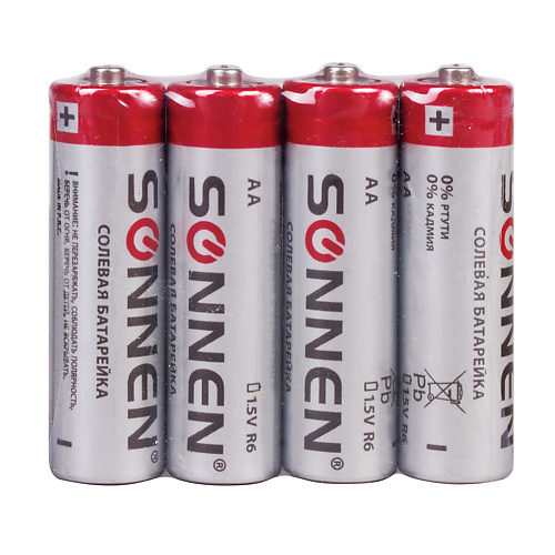 SONNEN Батарейки АА (R6, 15А) пальчиковые 4.0 sonnen батарейки аккумуляторные aaa hr03 ni mh 2