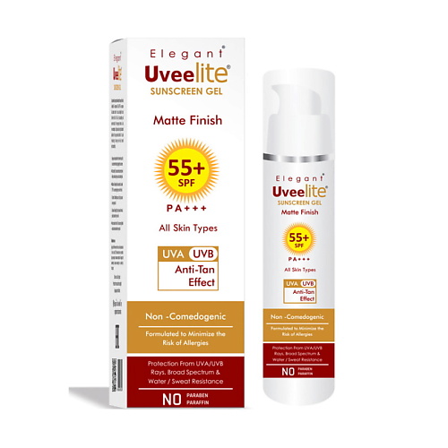 Солнцезащитный гель для лица и тела ELEGANT COSMED Солнцезащитный гель SPF 55 с матовым эффектом для всех типов кожи Uveelite