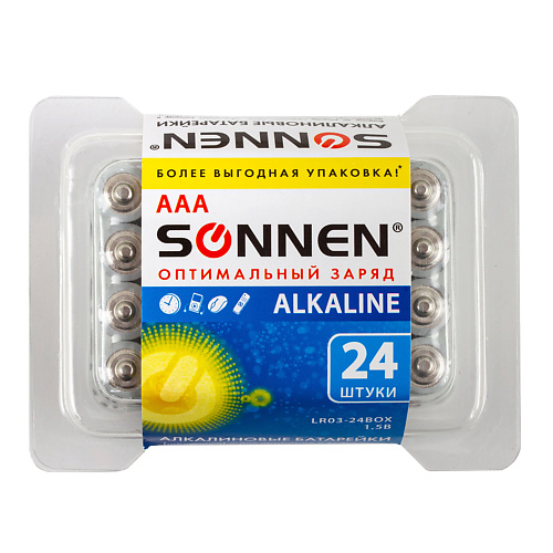 SONNEN Батарейки Alkaline, ААА (LR03, 24А) мизинчиковые 24.0